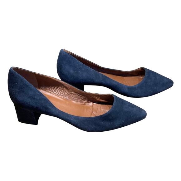Aquatalia Kari Weatherproof Pointed Toe Pump Navy Blue Women's Size 10 EUC - Picture 1 of 8